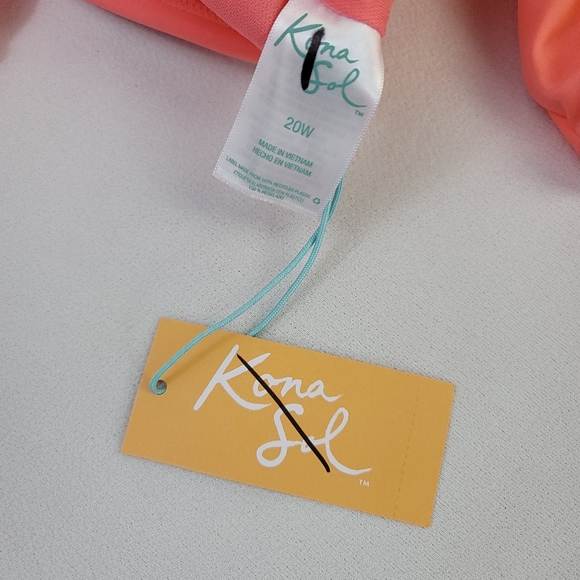 Kona Sol V-Neck Swimsuit PEACH 238216701 Size 20W - Picture 6 of 14